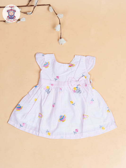 Pink - Girls Cotton Embroidered Frocks