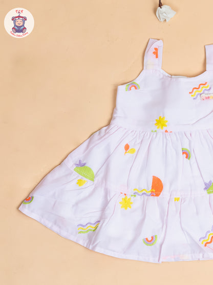 Baby Pink - Girls Cotton Embroidered Frocks