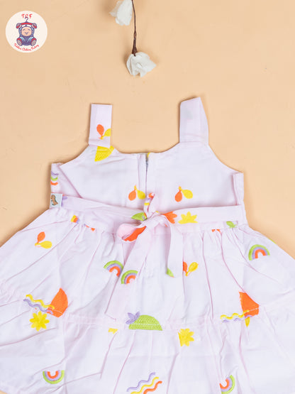 Baby Pink - Girls Cotton Embroidered Frocks