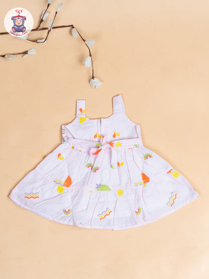 Baby Pink - Girls Cotton Embroidered Frocks