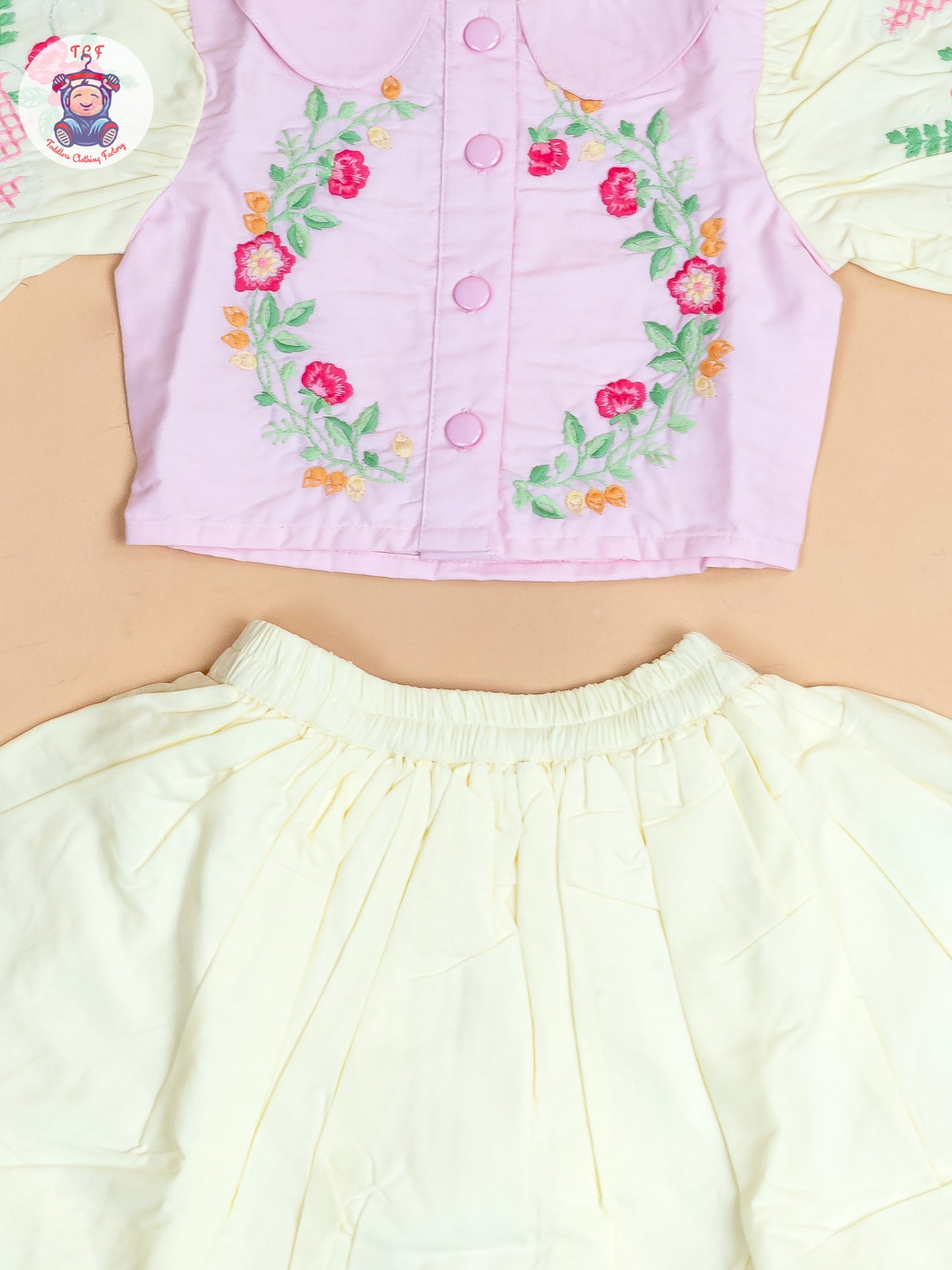 Baby Pink & Lemon Yellow - Girls Crop Top & Shorts