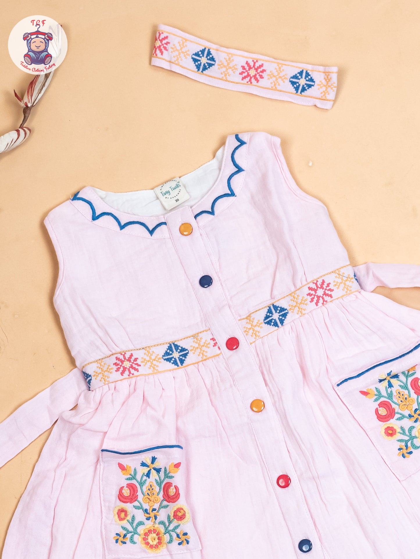 Baby Pink - Girls Cotton Embroidered Frocks