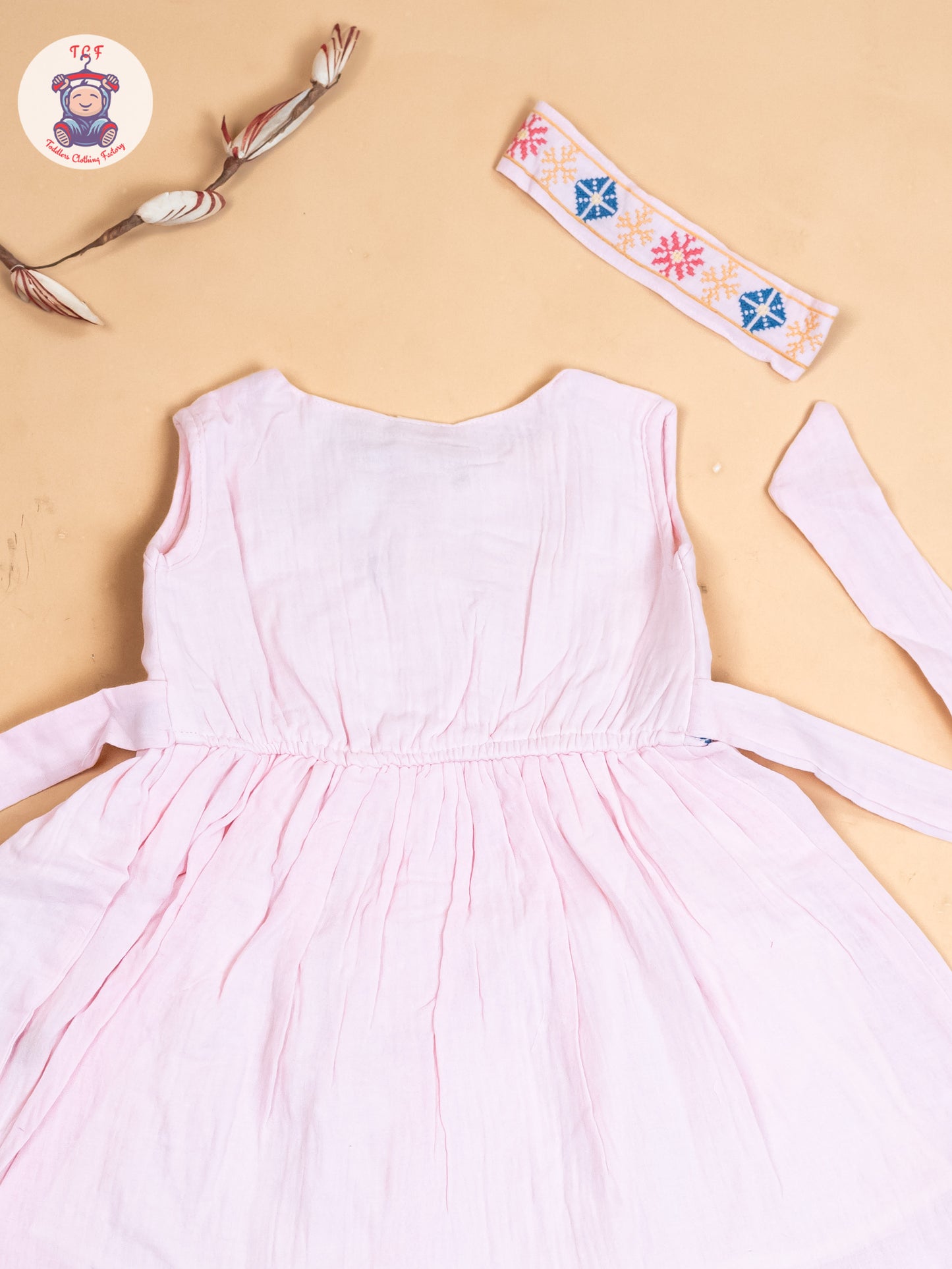 Baby Pink - Girls Cotton Embroidered Frocks