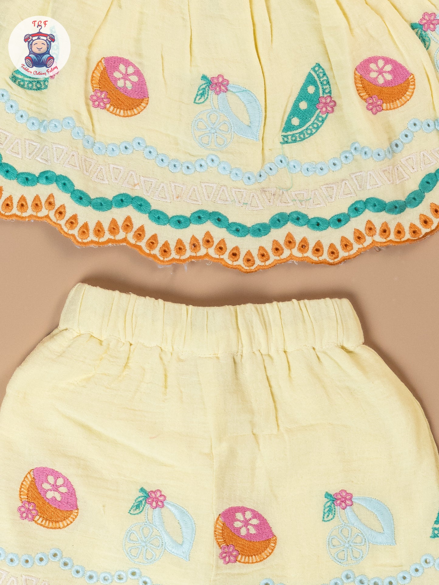 Lemon Yellow - Girls Crop Top & Shorts