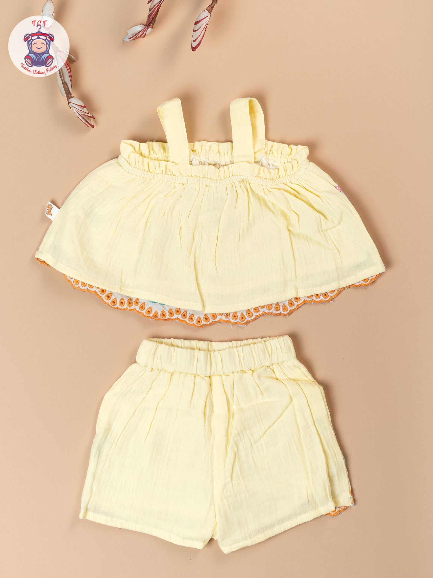 Lemon Yellow - Girls Crop Top & Shorts