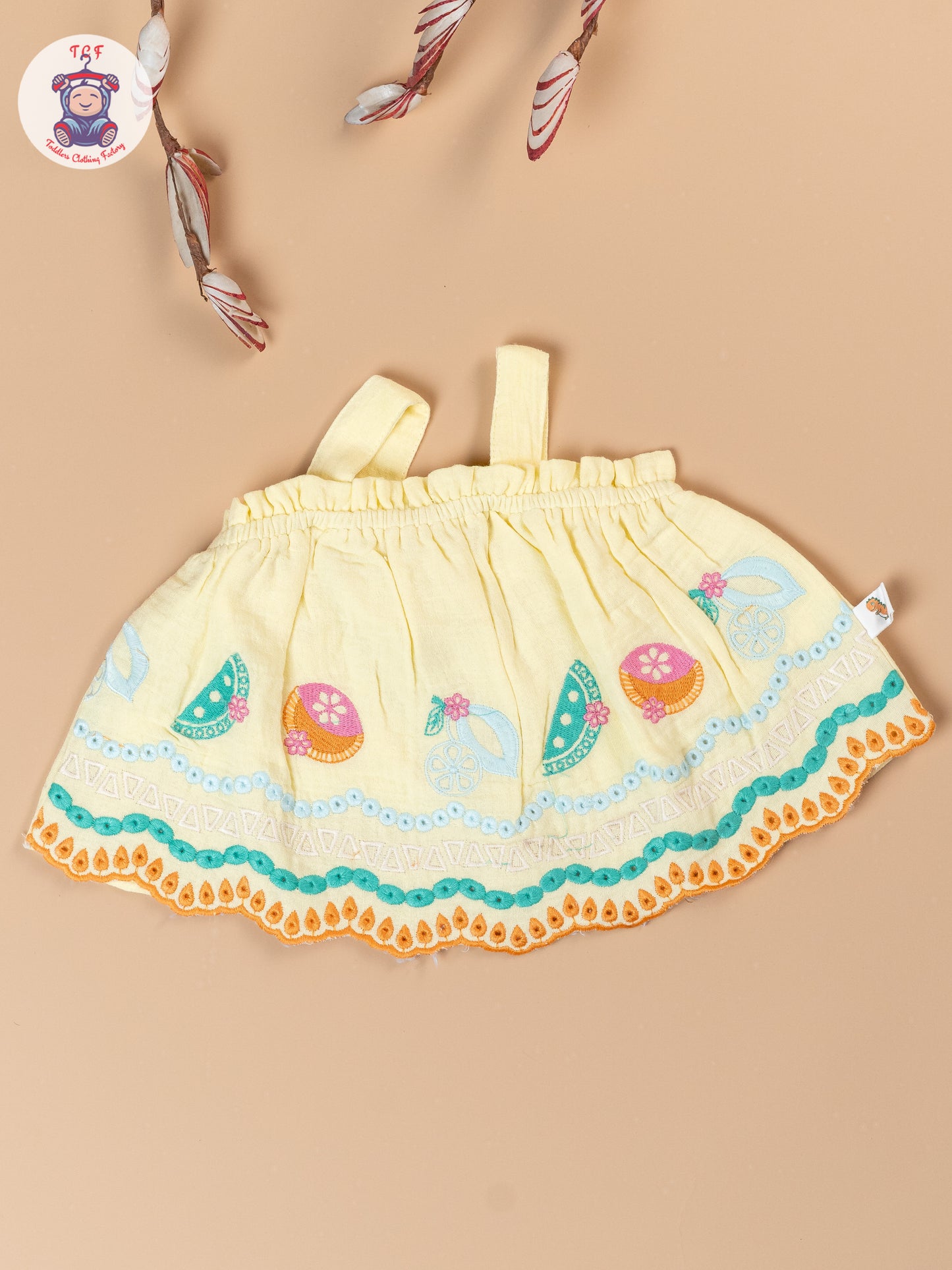 Lemon Yellow - Girls Crop Top & Shorts