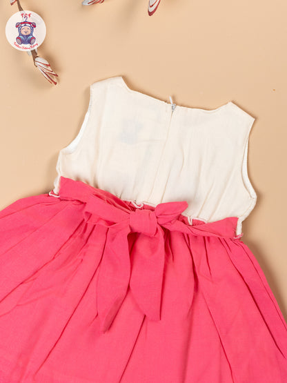 Pink - Girls Cotton Embroidered Frocks