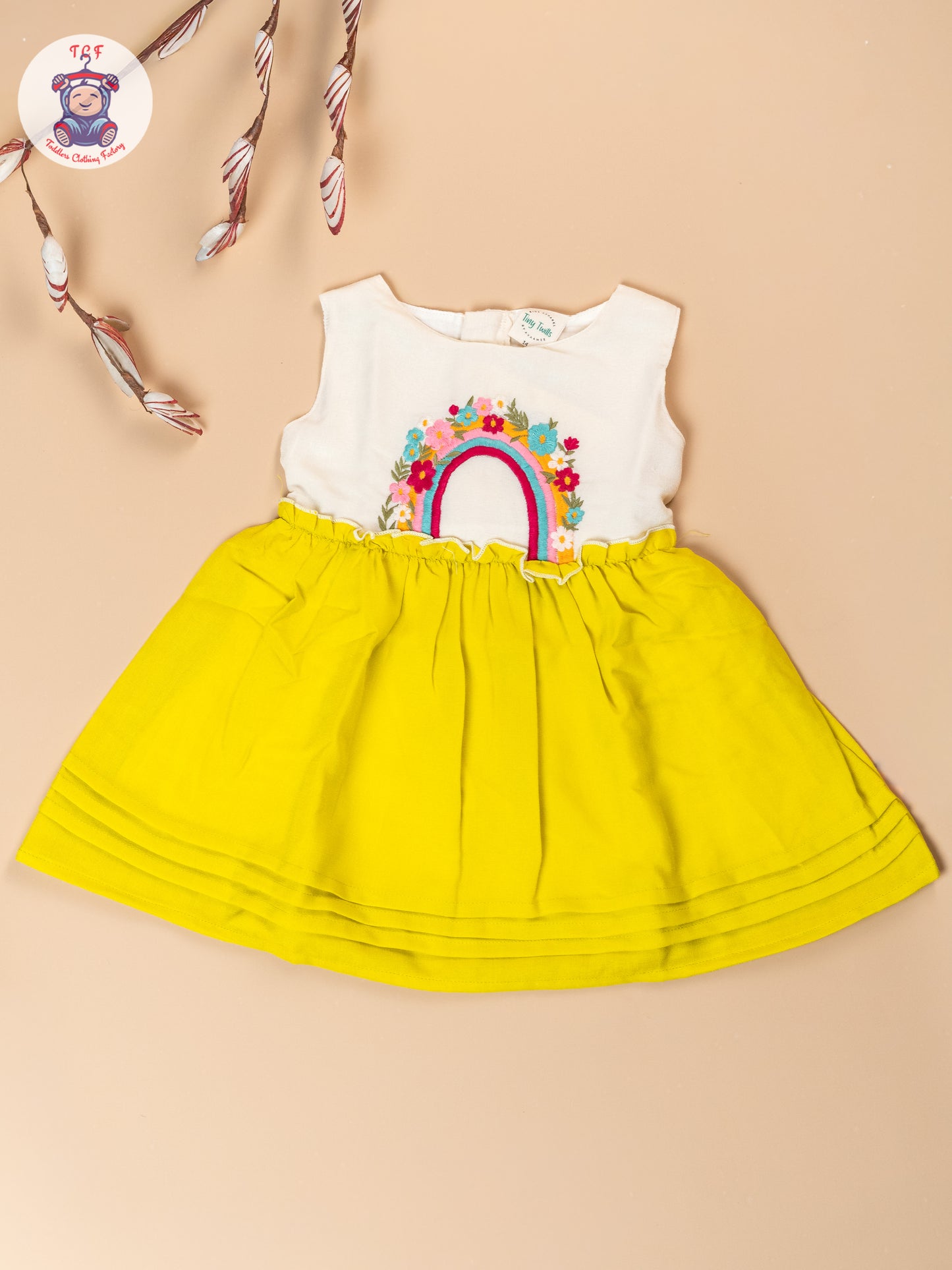 Light Green - Girls Cotton Embroidered Frocks