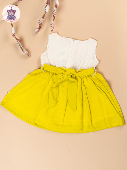 Light Green - Girls Cotton Embroidered Frocks