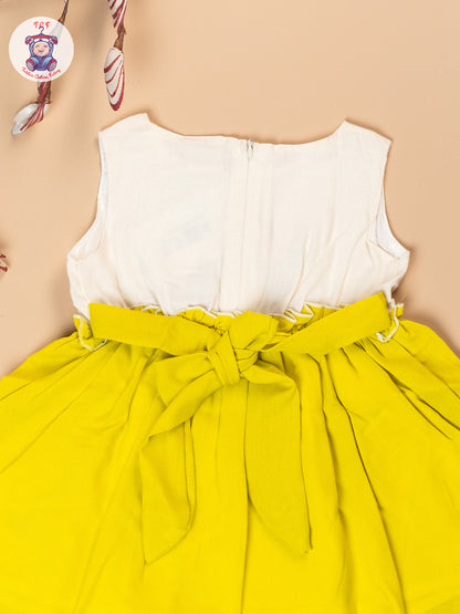 Light Green - Girls Cotton Embroidered Frocks