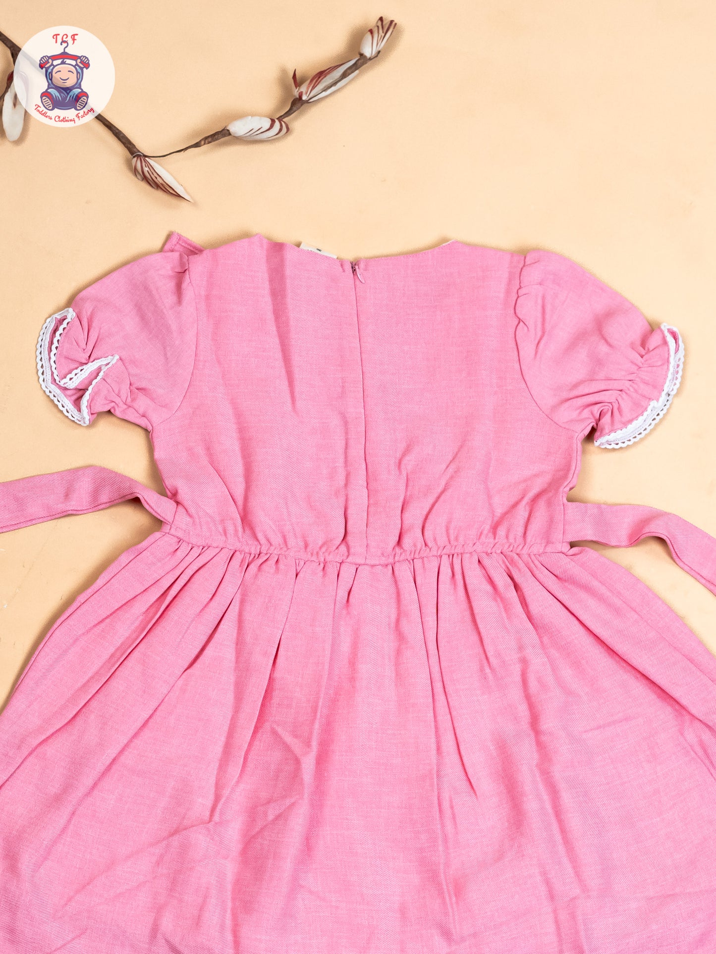 Light Pink - Girls Cotton Embroidered Frocks