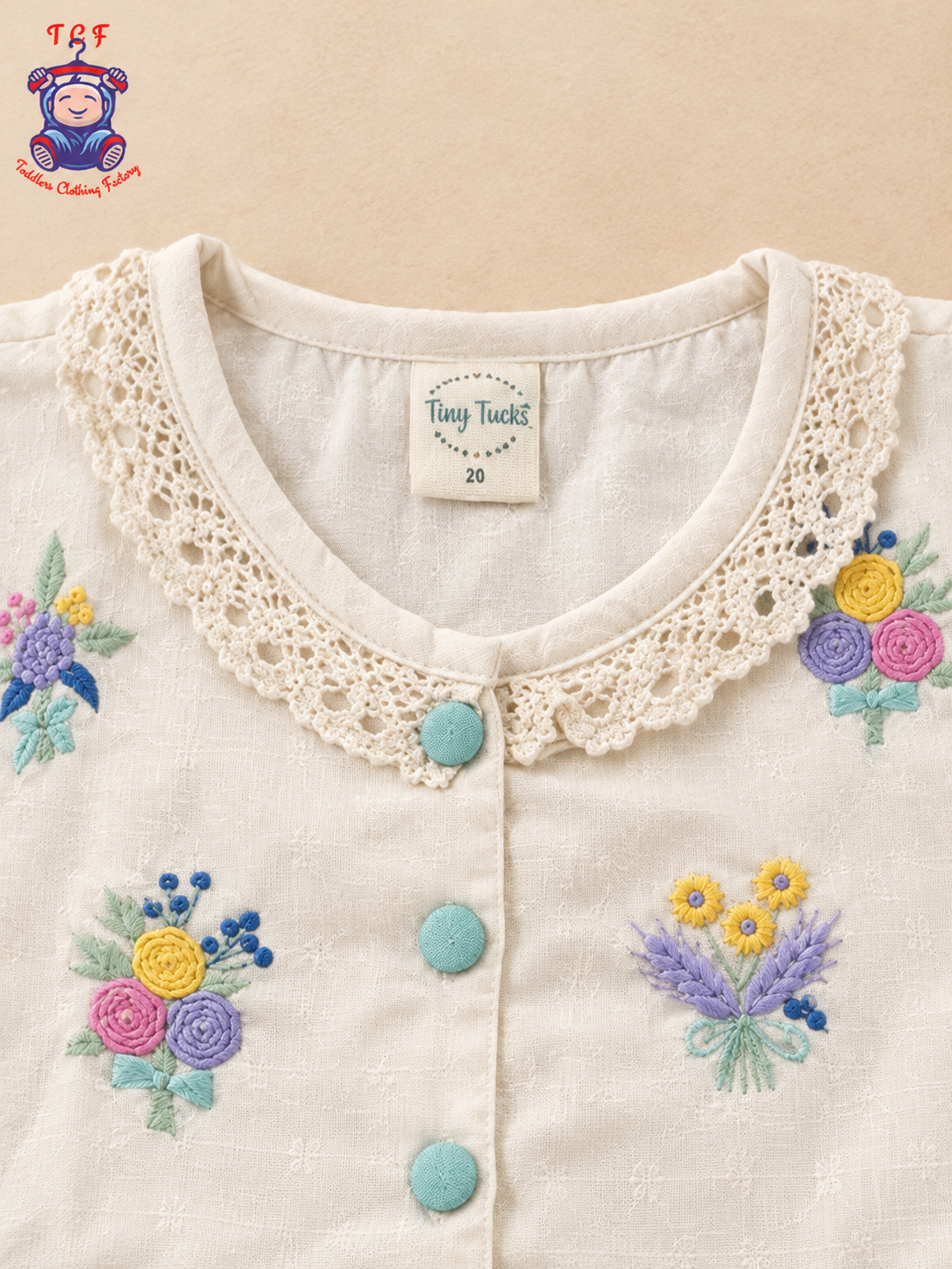 Tiny Threads Girls Embroidered Peplum Top with Mint Pants Co-ord Set