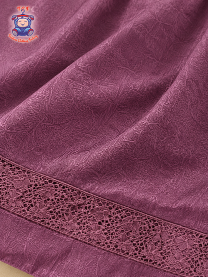Plum Purple - Girls Embroidered Collar Fit & Flare Dress