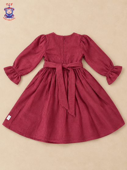 Majentha - Girls Embroidered Collar Fit & Flare Dress