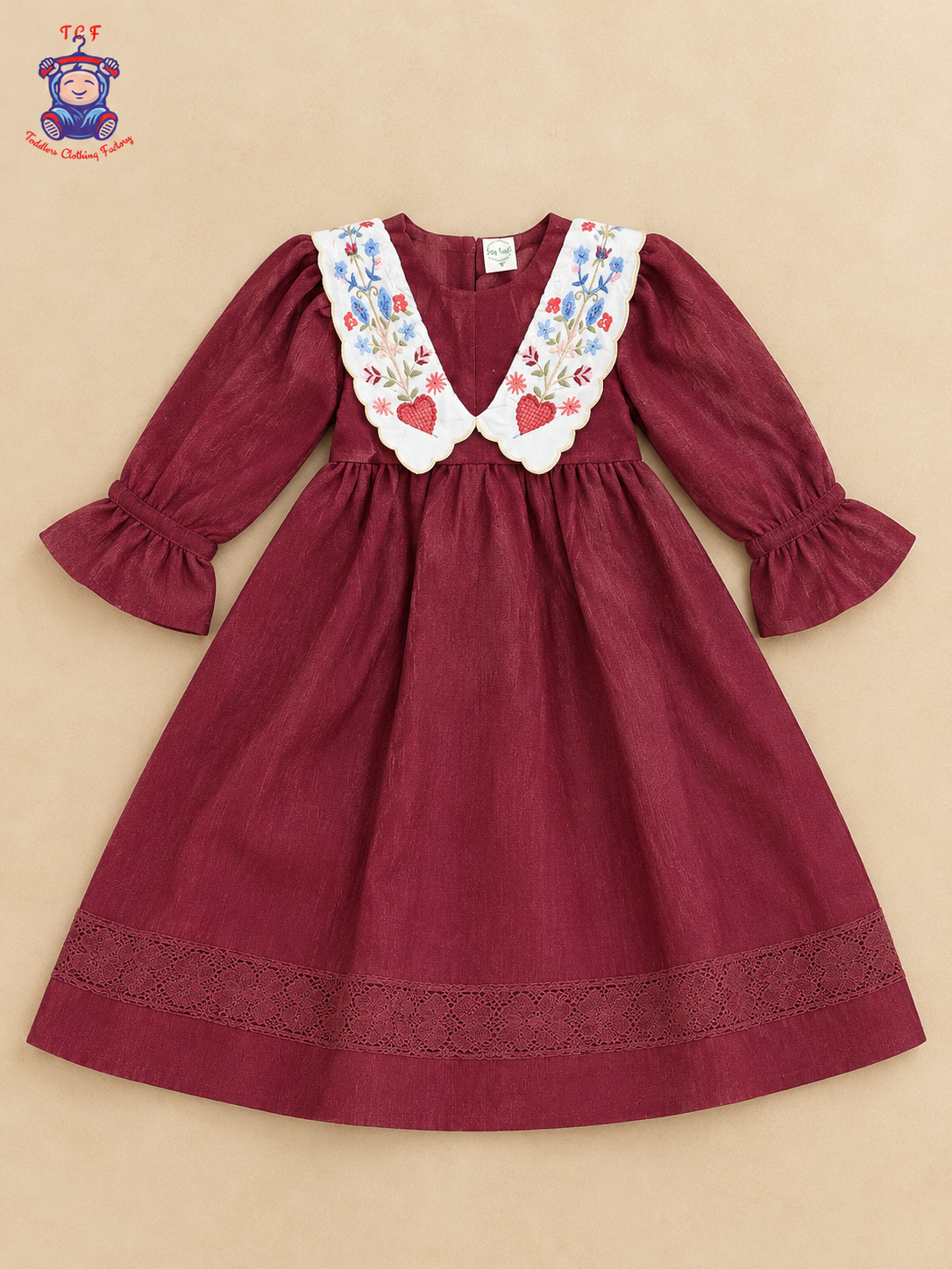 Majentha - Girls Embroidered Collar Fit & Flare Dress