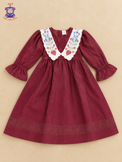 Majentha - Girls Embroidered Collar Fit & Flare Dress