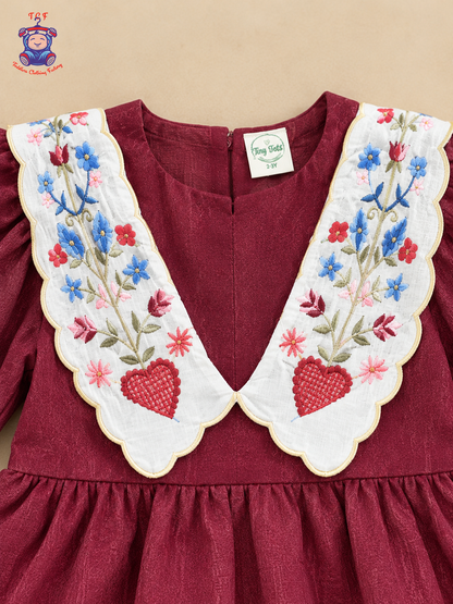 Majentha - Girls Embroidered Collar Fit & Flare Dress