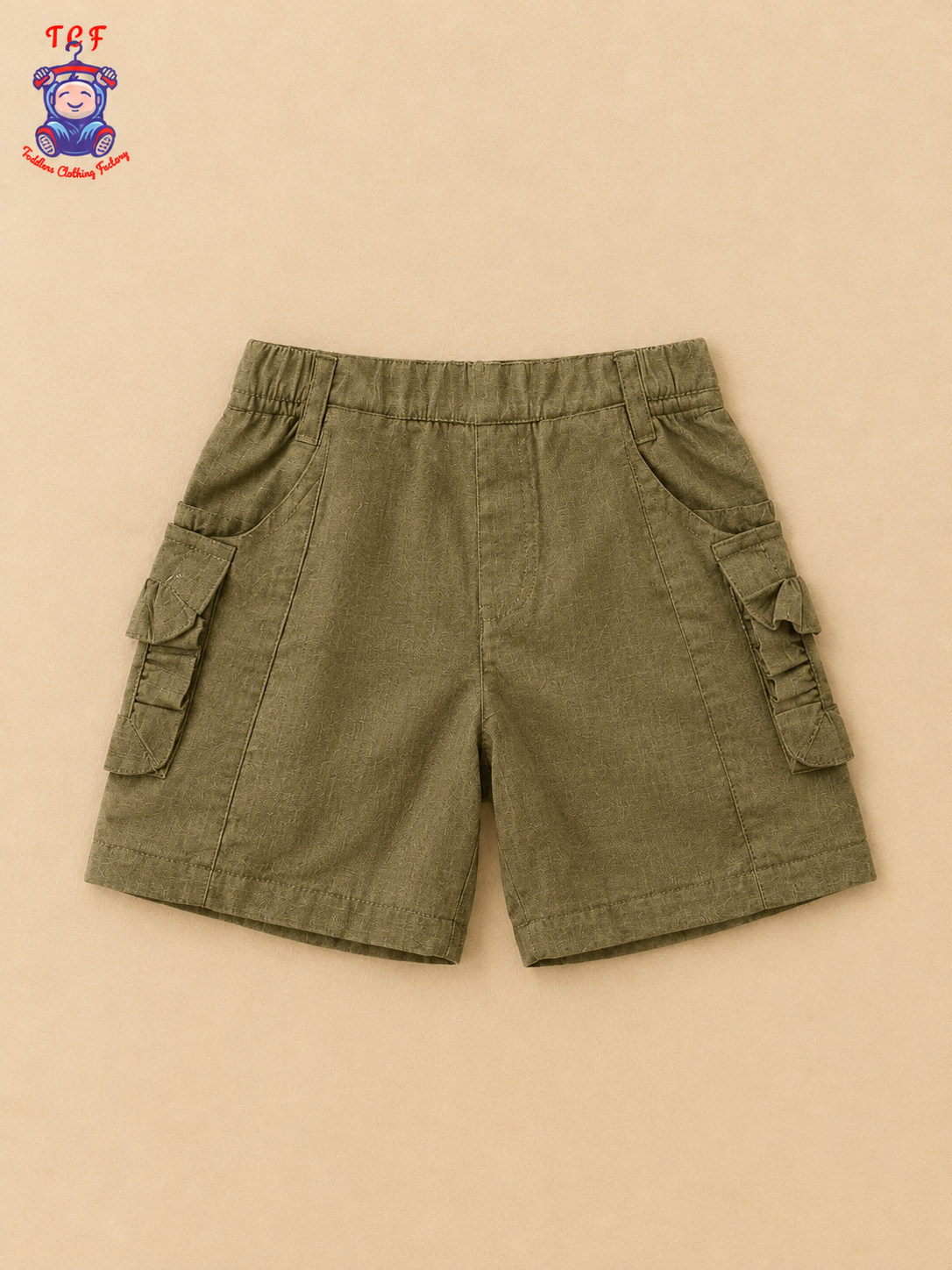Girls Olive Green Zigzag Printed Top & Shorts Co-Ord Set