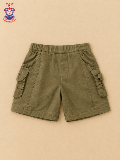Girls Olive Green Zigzag Printed Top & Shorts Co-Ord Set