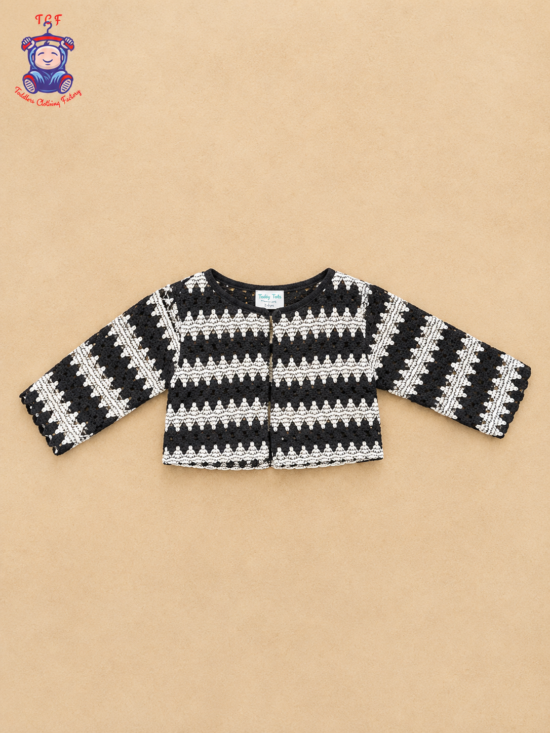 Black & Cream Embroidered Cotton Frock for Girls