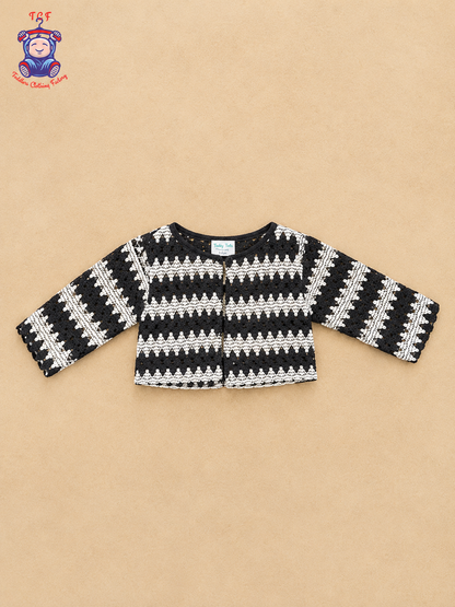 Black & Cream Embroidered Cotton Frock for Girls