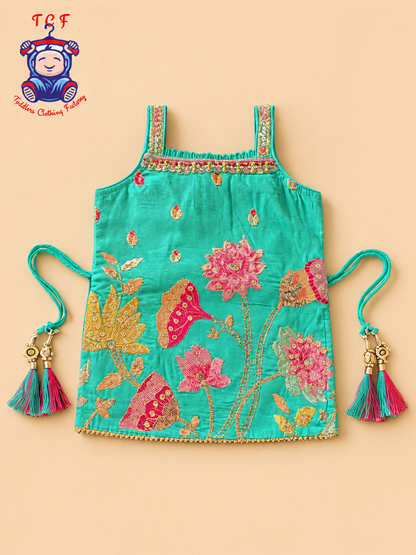 Light Blue - Zari Embroidered Sharara Set with Dupatta