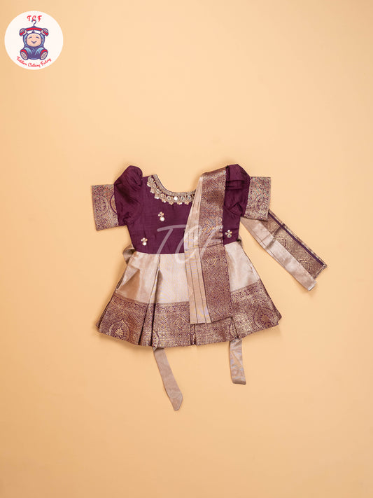 Purple & Sandal  - Kids Readymade Frocks
