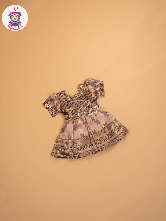 Brown & Onion Pink  - Kids Readymade Frocks