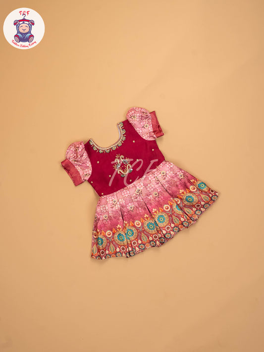 Pink & Baby Pink  - Kids Readymade Frocks