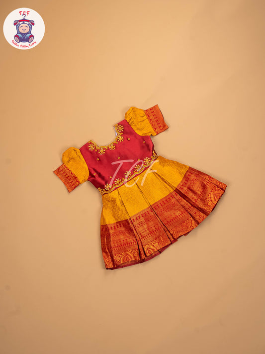 Maroon & Mustard  - Kids Readymade Frocks