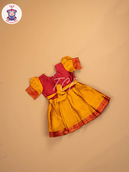 Maroon & Mustard  - Kids Readymade Frocks