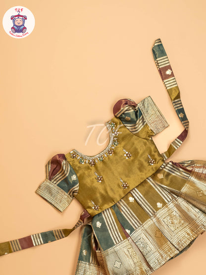 Green & Gold  - Kids Readymade Frocks