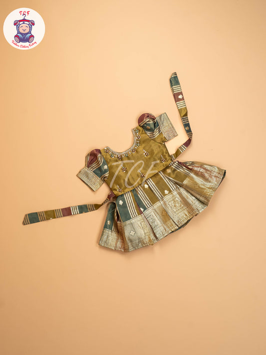 Green & Gold  - Kids Readymade Frocks