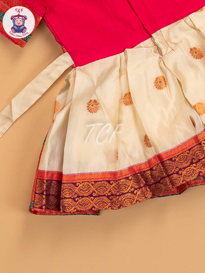 Pink & White - Kids Readymade Frocks