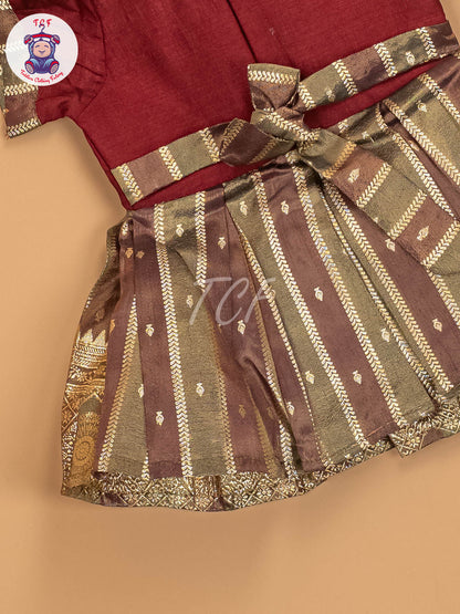 Maroon & Gold - Kids Readymade Frocks
