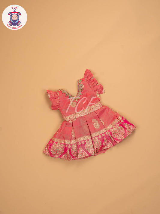 Peach  - Kids Readymade Frocks