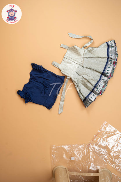 Blue & Grey - Kids Readymade Frocks