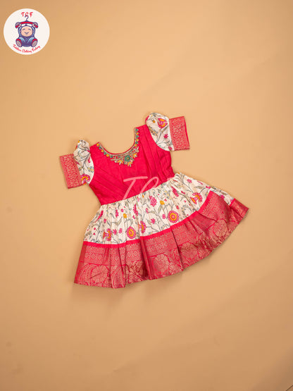 Pink Floral - Kids Readymade Frocks