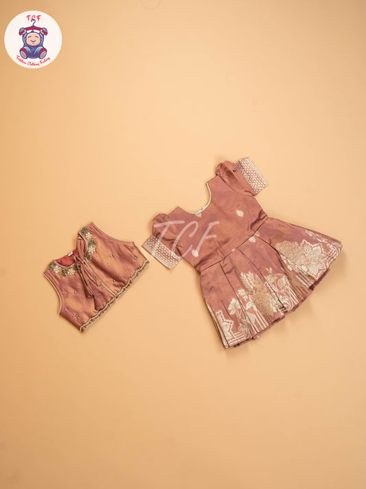 Light Brown - Kids Readymade Frocks