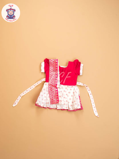 Pink & White  - Kids Readymade Frocks