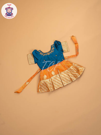 Parrot Green & Orange - Kids Readymade Frocks