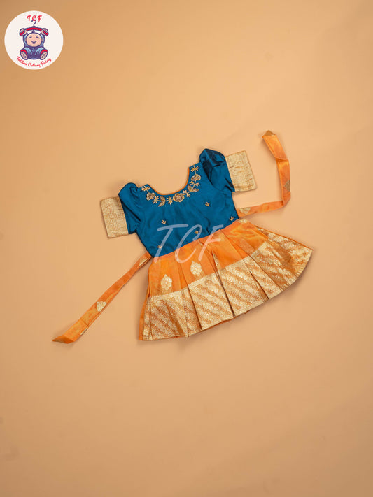 Parrot Green & Orange - Kids Readymade Frocks