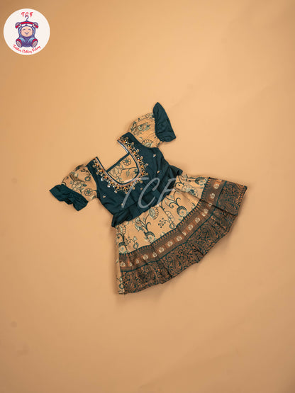 Green & Sandal - Kids Readymade Frocks