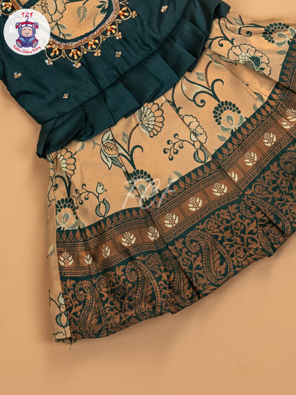 Green & Sandal - Kids Readymade Frocks