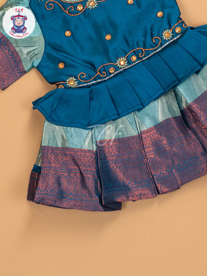 Teal Blue - Kids Readymade Frocks