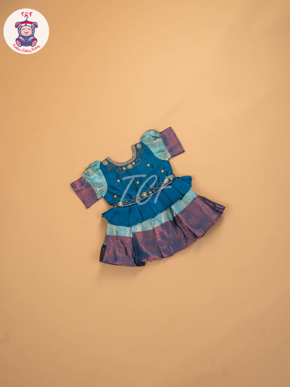 Teal Blue - Kids Readymade Frocks
