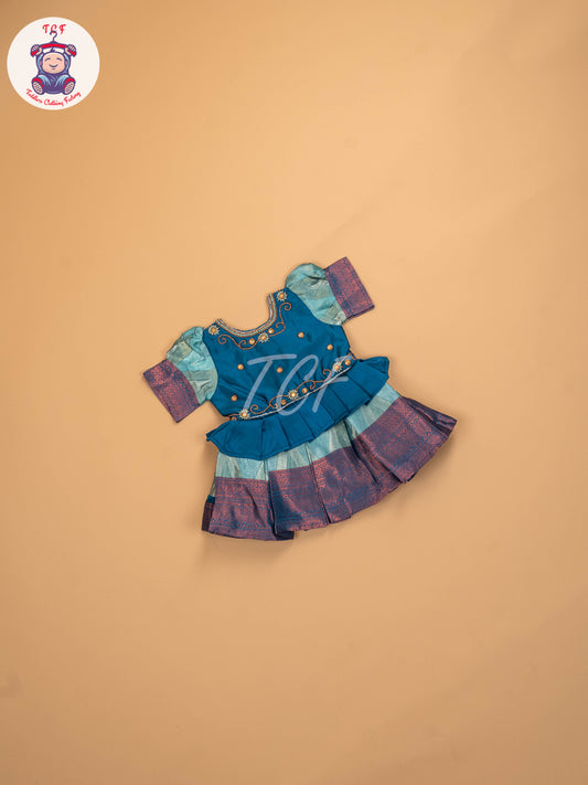 Teal Blue - Kids Readymade Frocks
