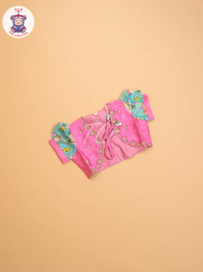 Pink & Sky Blue - Kids Readymade Frocks