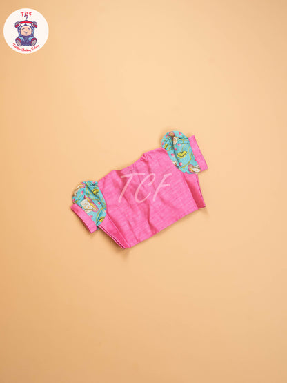 Pink & Sky Blue - Kids Readymade Frocks