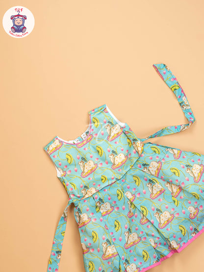 Pink & Sky Blue - Kids Readymade Frocks